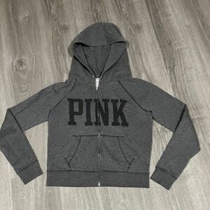 PINK Victoria's Secret Charcoal Hoodie with Black Logo